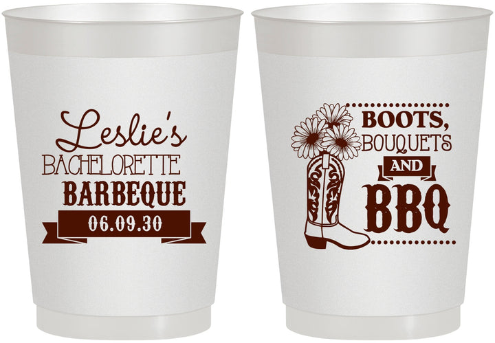 Personalized Bachelorette 10 oz Frosted Cups - Boots Bouquets Bbq | 60035
