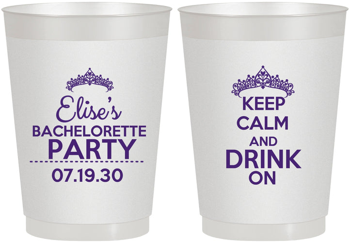 Personalized Bachelorette 10 oz Frosted Cups - Keep Calm Drink On | 60036