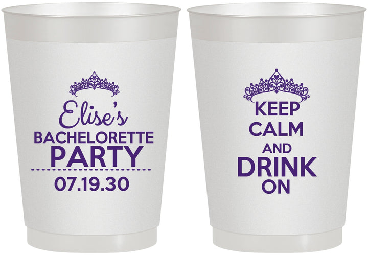 Personalized Bachelorette 10 oz Frosted Cups - Keep Calm Drink On | 60036