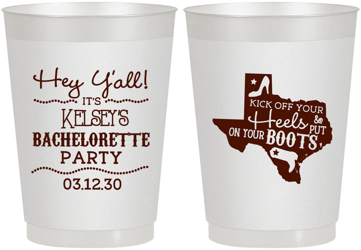 Personalized Bachelorette 10 oz Frosted Cups - Texas Cowgirl | 60041