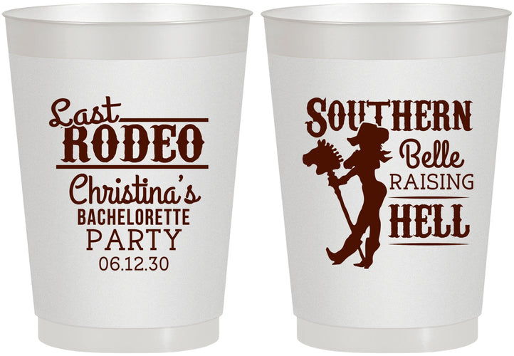 Personalized Bachelorette 10 oz Frosted Cups - Raising Hell Last Rodeo | 60042