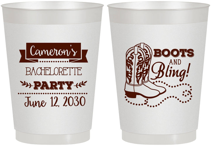Personalized Bachelorette 10 oz Frosted Cups - Boots And Bling | 60044