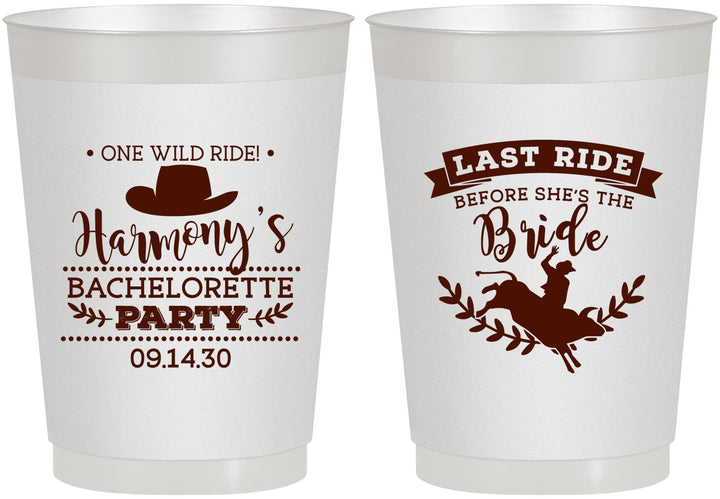 Personalized Bachelorette 10 oz Frosted Cups - Last Ride Before Bride | 60046
