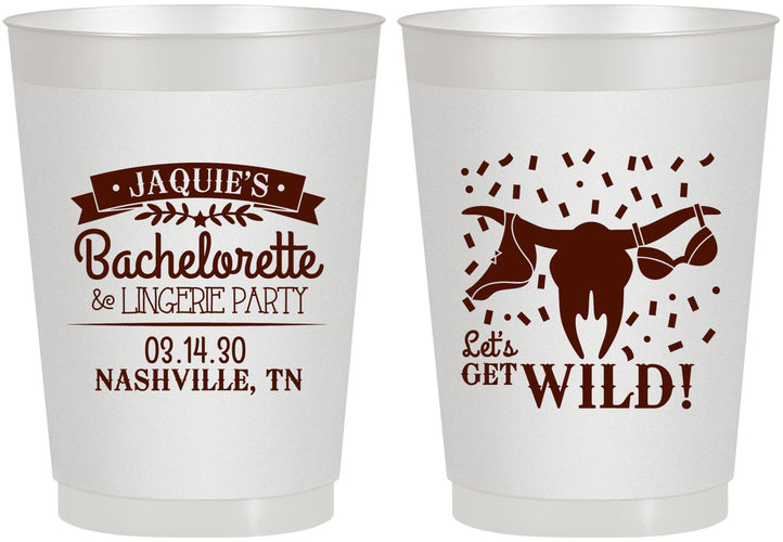 Personalized Bachelorette 10 oz Frosted Cups - Lets Get Wild Cowgirl | 60048