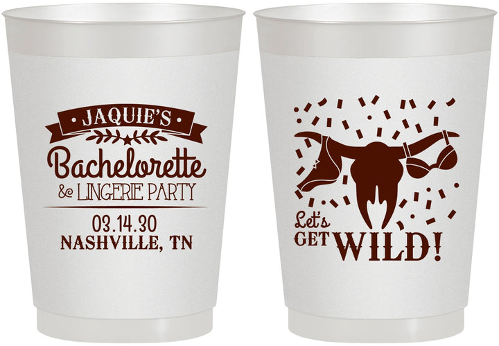 Personalized Bachelorette 10 oz Frosted Cups - Lets Get Wild Cowgirl | 60048