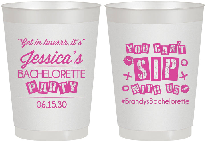 Personalized Bachelorette 10 oz Frosted Cups - Cant Sip With Us | 60051