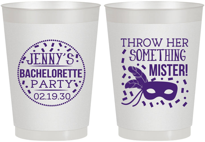 Personalized Bachelorette 10 oz Frosted Cups - Mardi Gras | 60055