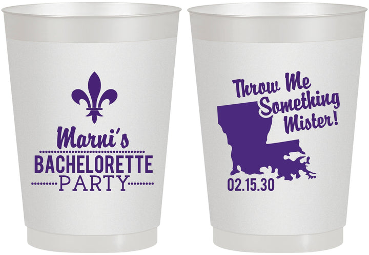 Personalized Bachelorette 10 oz Frosted Cups - Mardi Gras | 60056