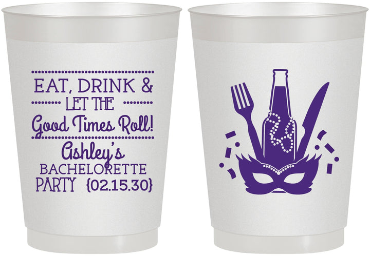 Personalized Bachelorette 10 oz Frosted Cups - Mardi Gras | 60057
