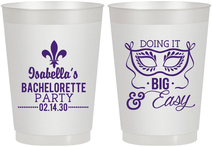Personalized Bachelorette 10 oz Frosted Cups - Mardi Gras | 60059