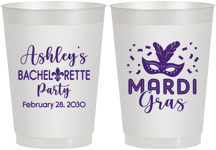 Personalized Bachelorette 10 oz Frosted Cups - Mardi Gras | 60060
