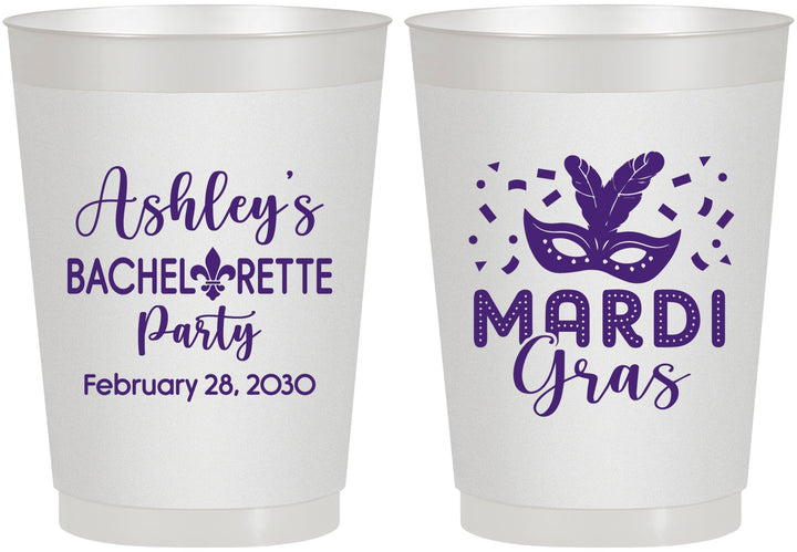 Personalized Bachelorette 10 oz Frosted Cups - Mardi Gras | 60060