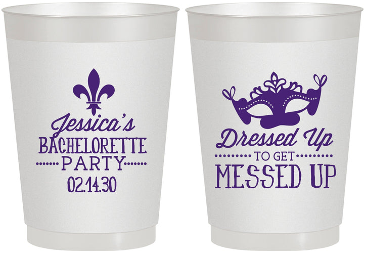 Personalized Bachelorette 10 oz Frosted Cups - Mardi Gras | 60061