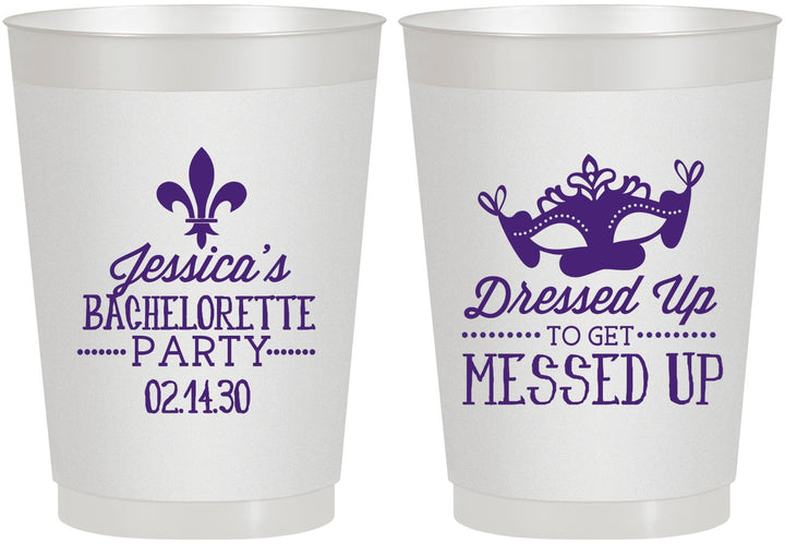Personalized Bachelorette 10 oz Frosted Cups - Mardi Gras | 60061