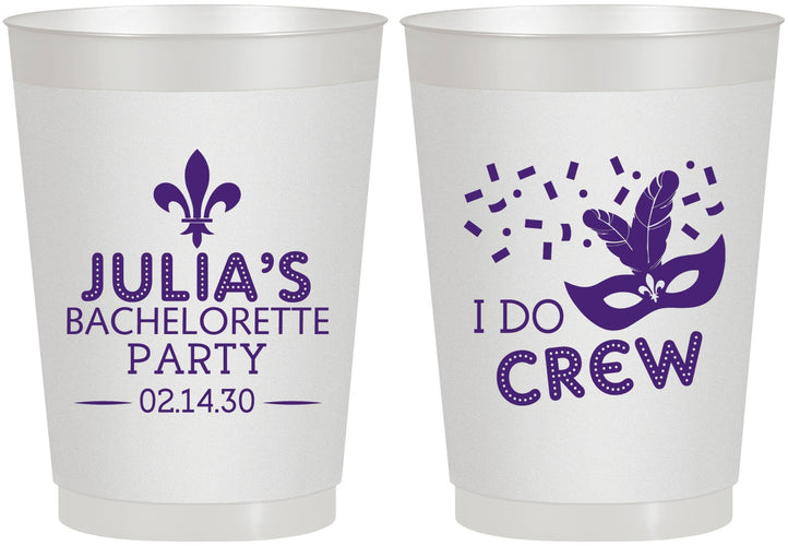 Personalized Bachelorette 10 oz Frosted Cups - Mardi Gras I Do Crew | 60063