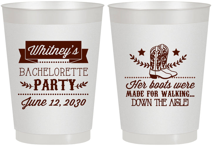 Personalized Bachelorette 10 oz Frosted Cups - Cowgirl Boots | 60072