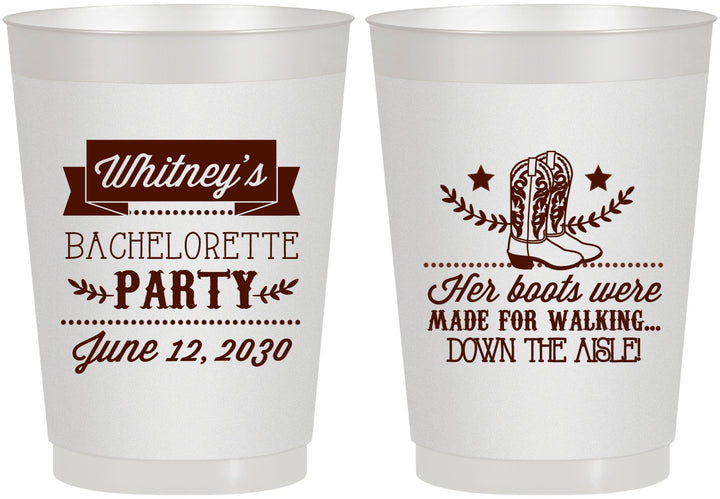 Personalized Bachelorette 10 oz Frosted Cups - Cowgirl Boots | 60072