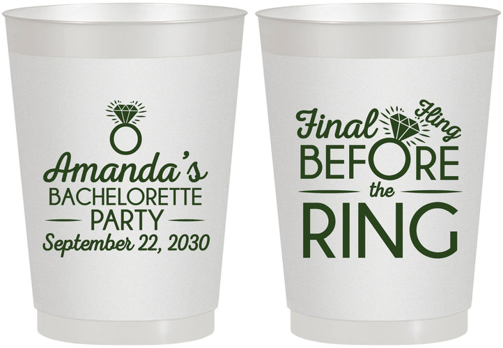 Personalized Bachelorette 10 oz Frosted Cups - Final Fling Before The Ring | 60074