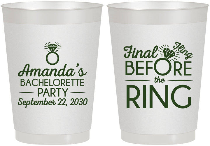 Personalized Bachelorette 10 oz Frosted Cups - Final Fling Before The Ring | 60074