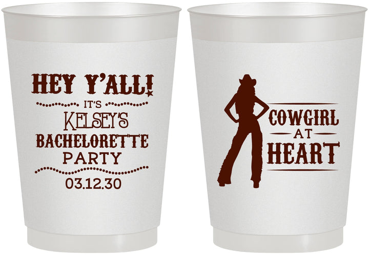 Personalized Bachelorette 10 oz Frosted Cups - Cowgirl At Heart | 60079