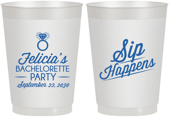Personalized Bachelorette 10 oz Frosted Cups - Sip Happens | 60081