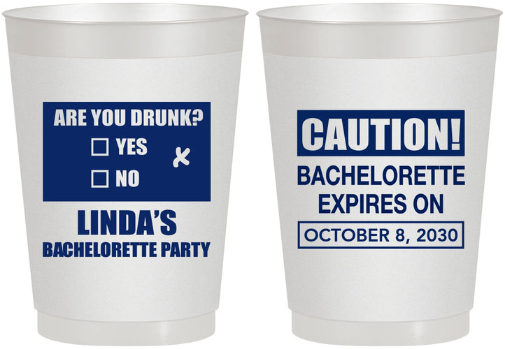 Personalized Bachelorette 10 oz Frosted Cups - Caution | 60082