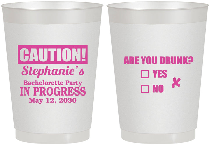Personalized Bachelorette 10 oz Frosted Cups - Drunk Yes Or No | 60083