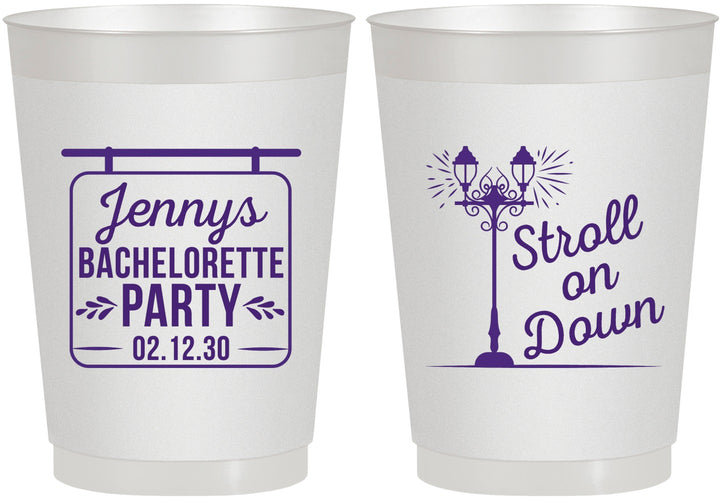 Personalized Bachelorette 10 oz Frosted Cups - Stroll On Down | 60092