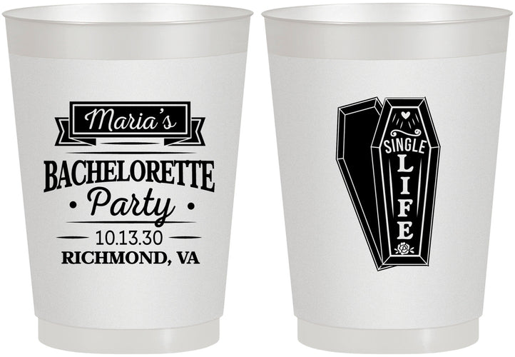 Personalized Bachelorette 10 oz Frosted Cups - Rip Single Life | 60095