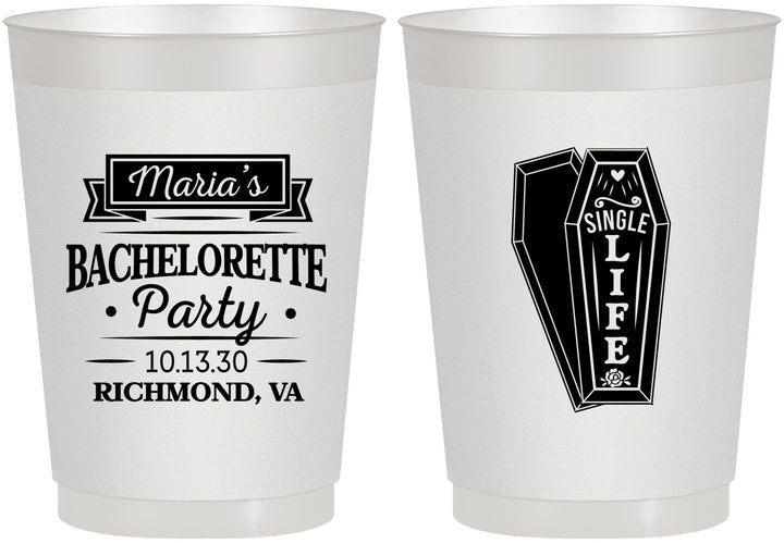 Personalized Bachelorette 10 oz Frosted Cups - Rip Single Life | 60095