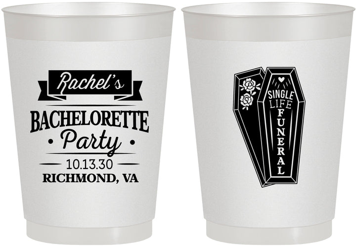 Personalized Bachelorette 10 oz Frosted Cups - Rip Single Life | 60096