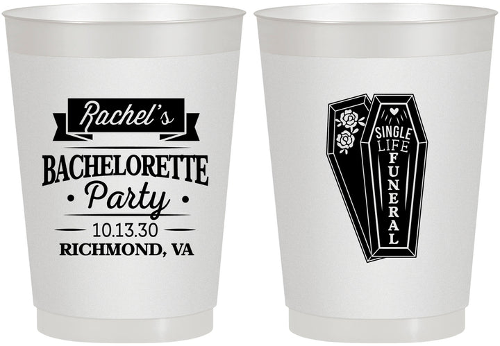 Personalized Bachelorette 10 oz Frosted Cups - Rip Single Life | 60096