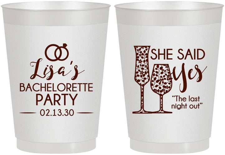 Personalized Bachelorette 10 oz Frosted Cups - The Last Night Out | 60097