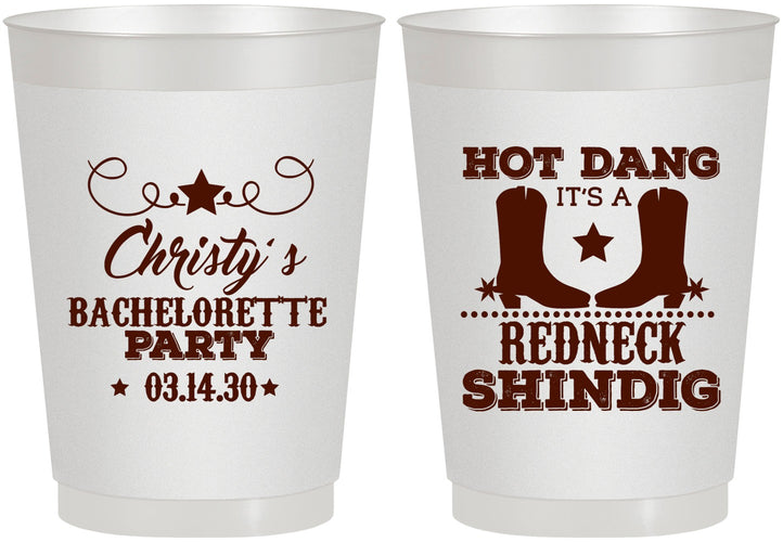 Personalized Bachelorette 10 oz Frosted Cups - Redneck Shindig | 60100