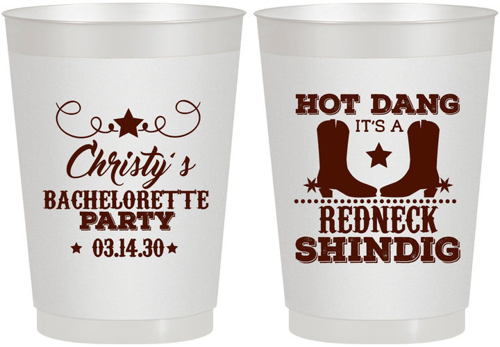 Personalized Bachelorette 10 oz Frosted Cups - Redneck Shindig | 60100