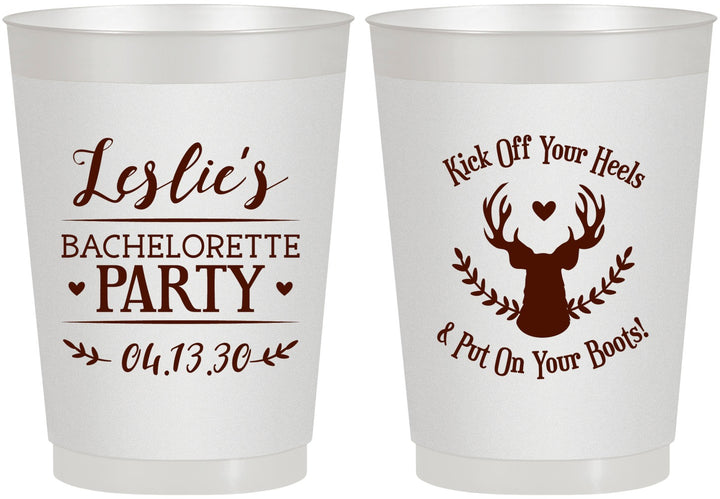 Personalized Bachelorette 10 oz Frosted Cups - Deer Heels Boots | 60102