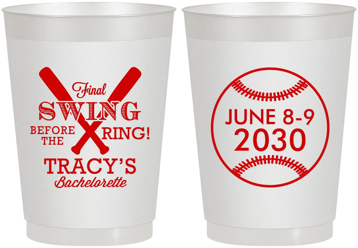 Personalized Bachelorette 10 oz Frosted Cups - Final Swing Before Ring | 60109