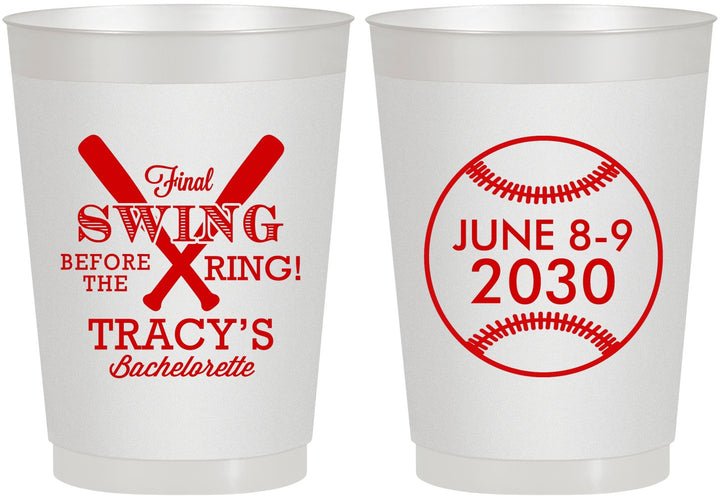 Personalized Bachelorette 10 oz Frosted Cups - Final Swing Before Ring | 60109