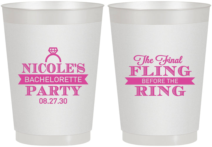 Personalized Bachelorette 10 oz Frosted Cups - Final Fling Before The Ring | 60110