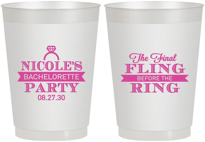 Personalized Bachelorette 10 oz Frosted Cups - Final Fling Before The Ring | 60110