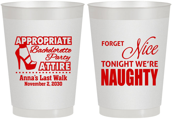 Personalized Bachelorette 10 oz Frosted Cups - Nice Tonight Naughty | 60112