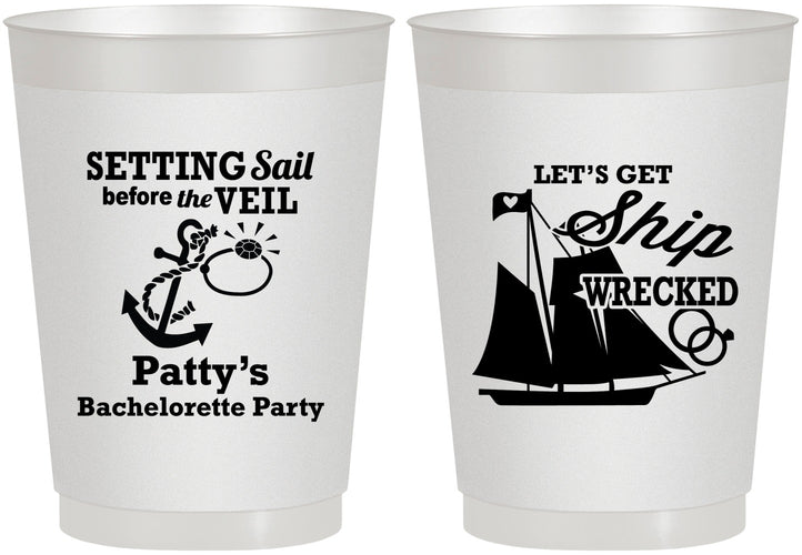Personalized Bachelorette 10 oz Frosted Cups - Setting Sail Before Veil | 60116