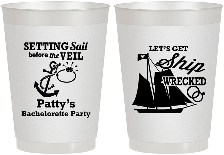 Personalized Bachelorette 10 oz Frosted Cups - Setting Sail Before Veil | 60116