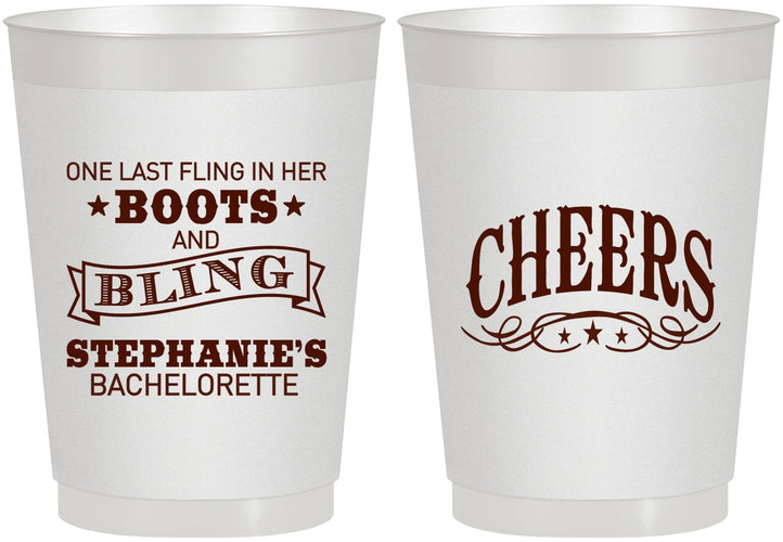 Personalized Bachelorette 10 oz Frosted Cups - Boots And Bling | 60118