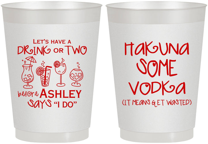 Personalized Bachelorette 10 oz Frosted Cups - Lets Get Wasted | 60119