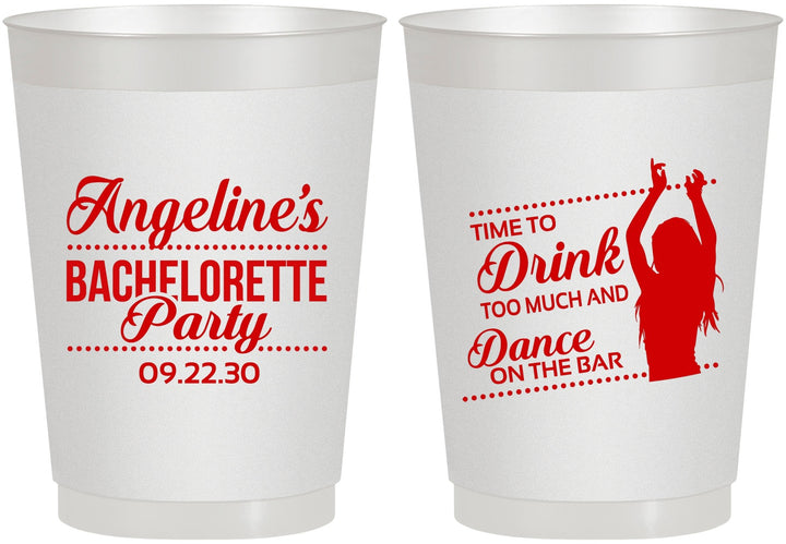 Personalized Bachelorette 10 oz Frosted Cups - Drink Dance On Bar | 60122