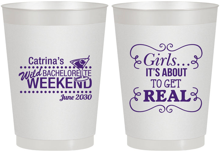 Personalized Bachelorette 10 oz Frosted Cups - About To Get Real | 60123