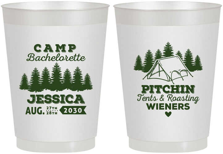 Personalized Bachelorette 10 oz Frosted Cups - Camping | 60124