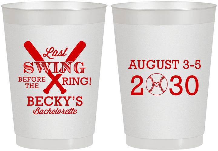 Personalized Bachelorette 10 oz Frosted Cups - Last Swing Before Ring | 60127
