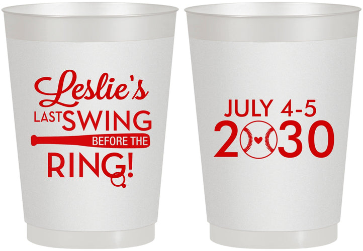 Personalized Bachelorette 10 oz Frosted Cups - Last Swing Before Ring | 60128